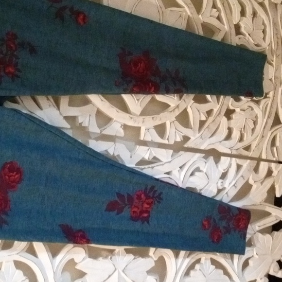 LulaRoe Women's SZ TC 16/18 Fushia Floral Teal Colored Soft Comfy Leggings - Picture 9 of 15